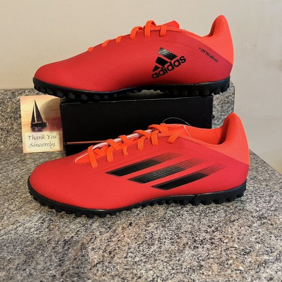 Adidas X Speedflow.4 Turf Soccer Shoes Black Solar Red FY3336 Men Sz 8 / Women 9 - Picture 1 of 11